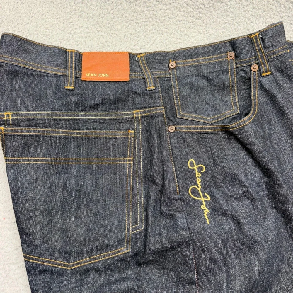Sean John Mens Size 40 / 36 Raw Indigo Baggy Y2K Streetwear Denim Blue Jeans